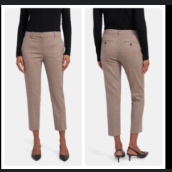 Theory Treeca 2 Glen Plaid Wool Pant Trousers Deco Portland Ankle Stretch  4 - Picture 1 of 16